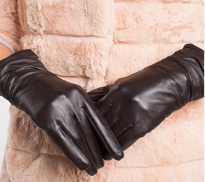 women/female  fashion  genuine leather gloves, sheepskin ,natural pleated, great quality,freeship