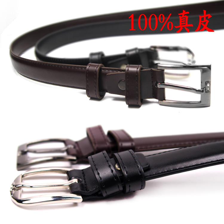 Women genuine leather belt with diamond decoration black coffee two-color