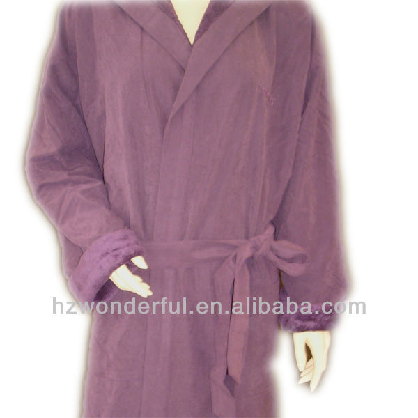 women hooded microfiber with plush lining inside women's bathrobes