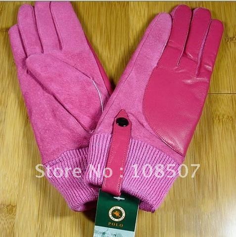 women' hot sale genuine sheep leather with pig leather gloves wholesale and retail 1pair/MOQ