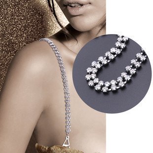 Women intimates bra straps double line crystal bra strap rhinestone bra shoulder straps