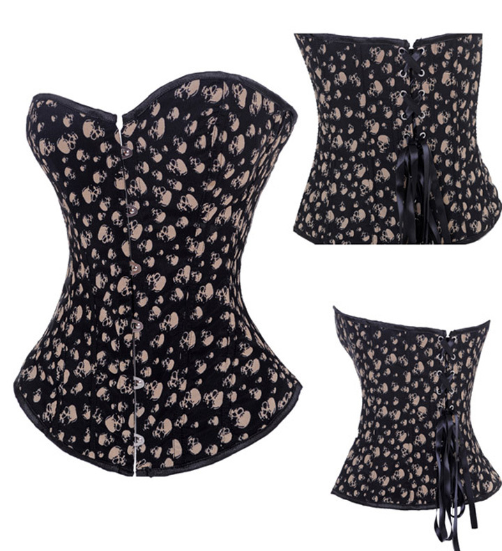 Women intimates Corset(bustier + g-string) Sexy Lingerie Satin Black 1748