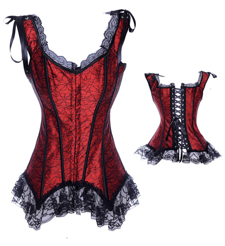 Women intimates Corset(bustier + g-string) Sexy Lingerie Satin red 1752