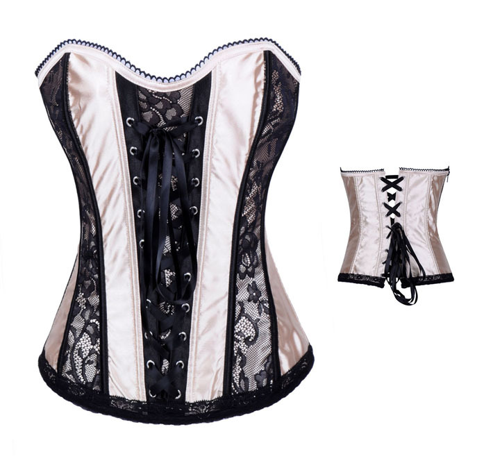 Women intimates satin Corset Sexy Lingerie (bustier+underwear) 3352