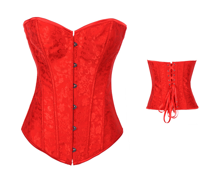 Women intimates satin Corset Sexy Lingerie (bustier+underwear) red 3364