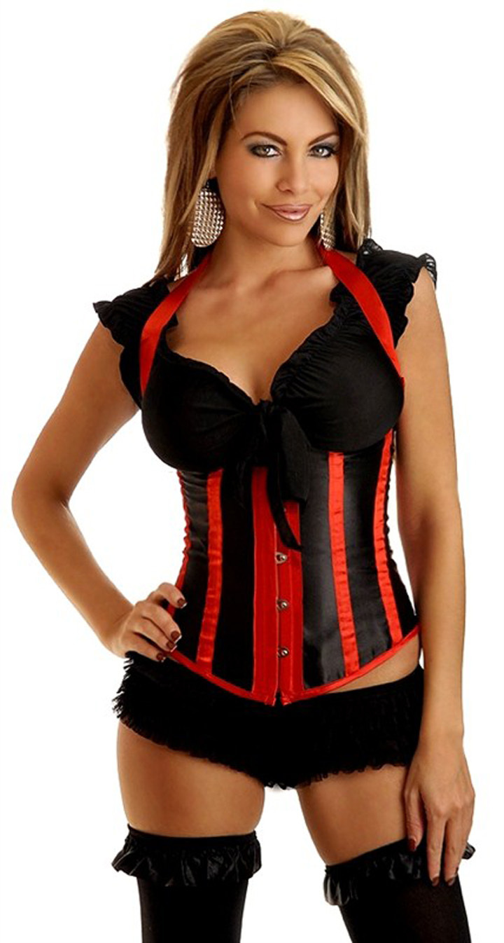 Women intimates sexy lingerie satin corset underbust 831red
