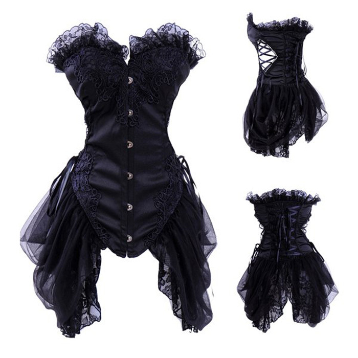Women intimates sexy lingerie steel bone corset 1002black