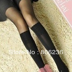 Women Lace Side Fake Stockings Tights   B437