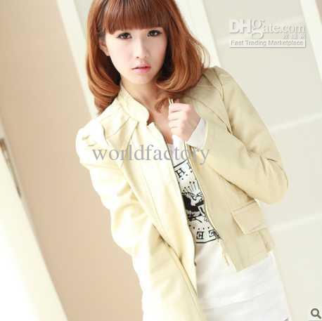Women Ladies PU Leather Motorcycle Jacket Coat Stand-up Collar Temperament