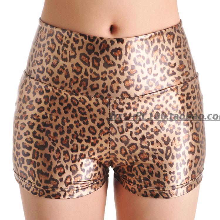 women leopard print shorts high waist pants faux leather skinny pants free shipping