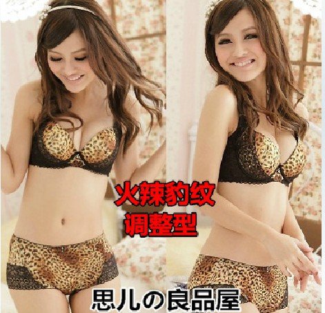 Women leopard sexy fashion Printing underwear brief sets push up magic brassiere bras set crape panty suit wholesales and retail