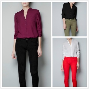 Women Long Sleeve Cotton Blouse Ladies Tops B08-14-021