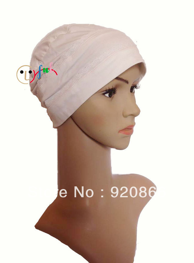 Women lovest Lace white Turban Spring fashion headscarf Breathable Soft Bamboo Knitted Beanie Turban Wig  discount hat