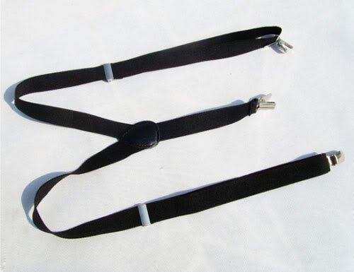 Women/Mens Clip-on Suspenders Braces Elastic Pants Y-back Black Adjustable Dof
