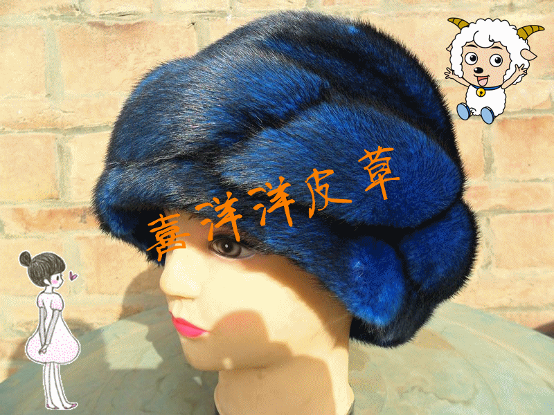 Women mink hat fur genuine leather hat mink hair hat winter fashion