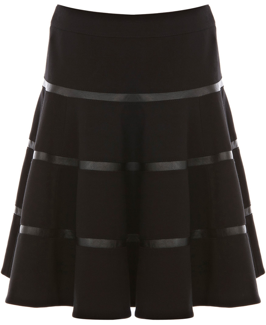 Women new elegant flare and the leather Ponte roma full skirt SP077