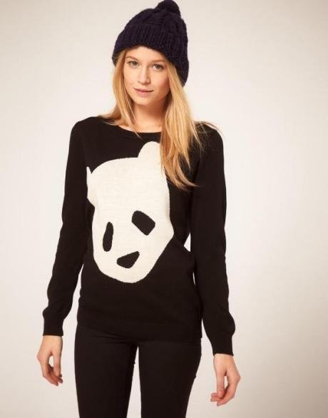 Women O-neck Panda Sweater Knitted Wear Knitting Pullovers Y-I210172-L84