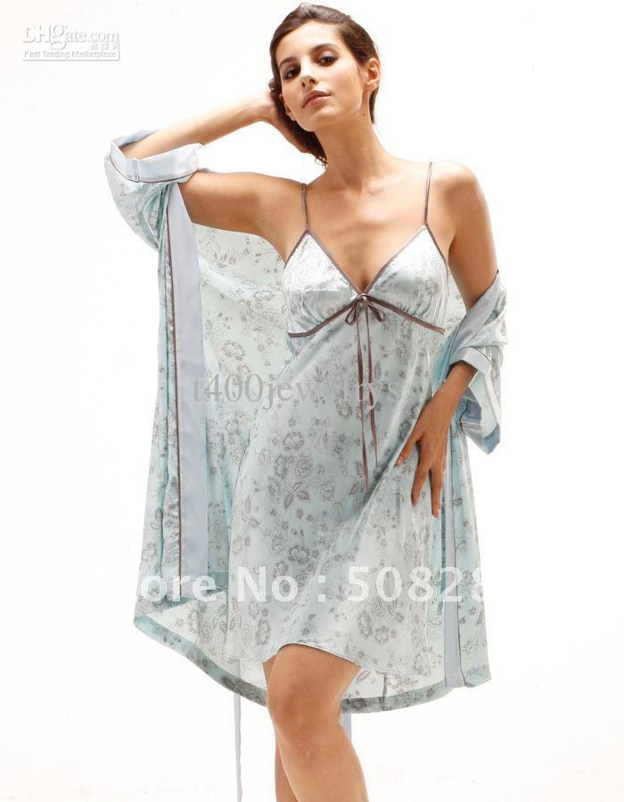 Women Pajamas Sexy Charm Night-robe+ Gallus Dress Sleepwear Silk Two Piece PajamaTempt Home Wear