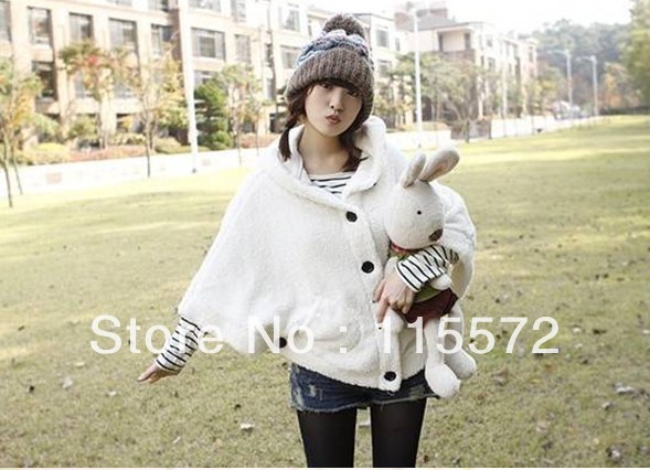 women panda plush ear cloak cotton coat hoodies party  clothes xmas gift