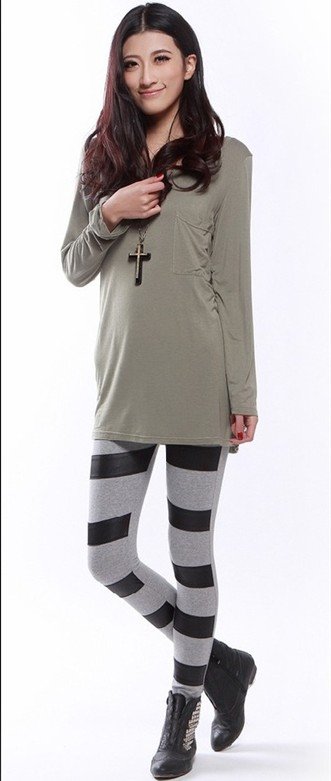 Women Patchwork Leggings Pants,Five Strip Leather Tight Pants,Lady's Render Pants,Free Shipping