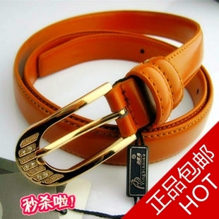 Women pin buckle women's strap genuine leather cowhide belt thin belt female fashion rhinestone