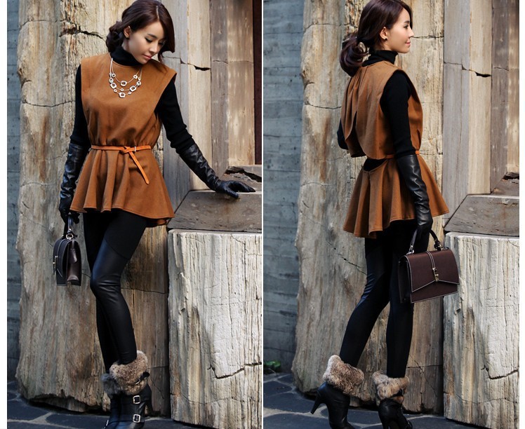 Women PU Leather Panel Black Shiny Leggings Stretch Material Pants Ladies Fashion Tights