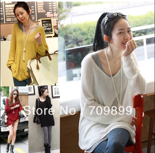 Women Pullover Casual Long Sleeve Round Neck Knit Sweaters Women's Smocked Tops Blouse E0901