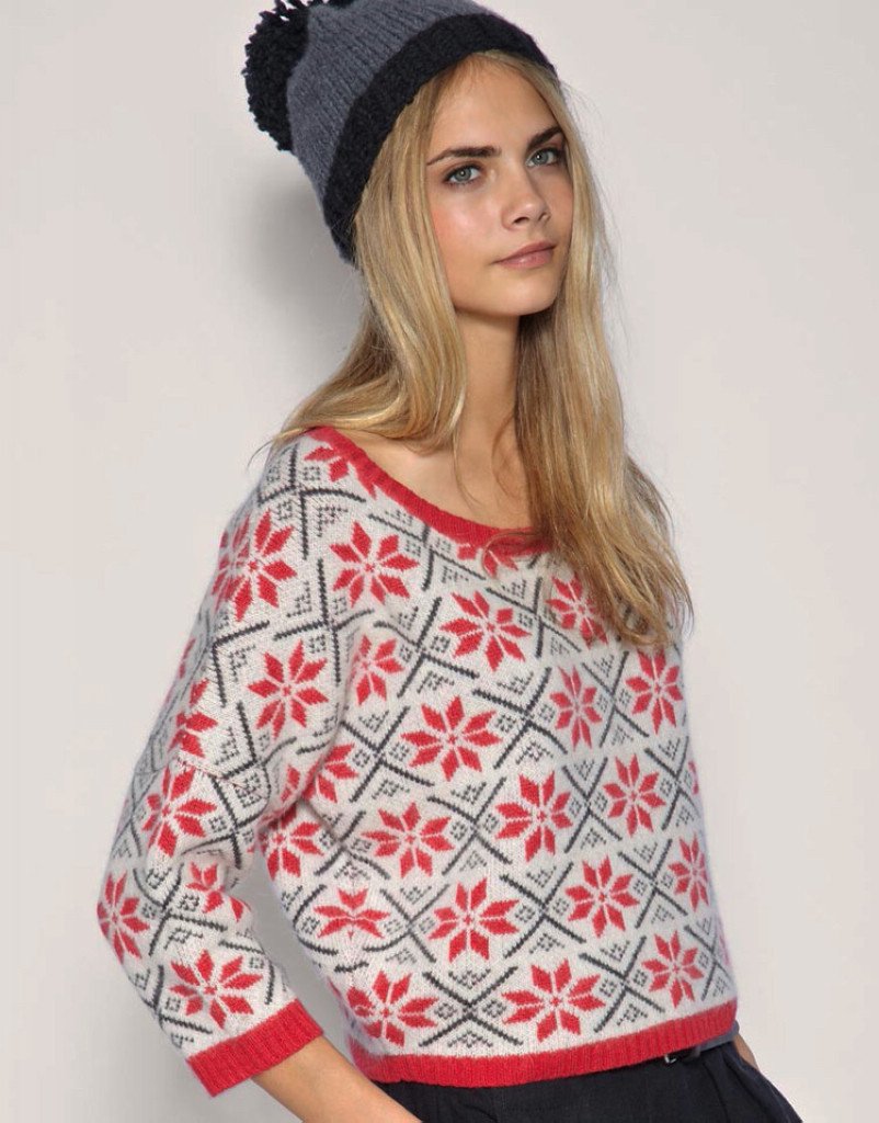 Women Pullover Sweater O-neck Bat-wing Sleeve Snow Prints Knitted Short Extra Heavy Sweaters Fashion Knitwear For Ladies 7960
