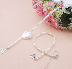 women rhinestone shoulder strap metal underwear pearls double-shoulder heart bra strap