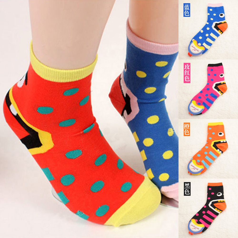 Women's 100% cotton 100% knee-high socks cartoon cotton socks fashion personalized socks four seasons socks
