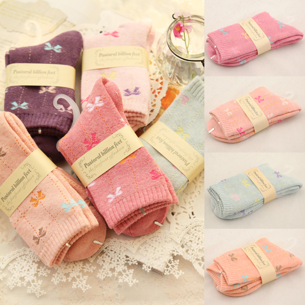 Women's 100% cotton napped socks 100% cotton loop pile thickening thermal knee-high stockinets towel female socks fresh lourie