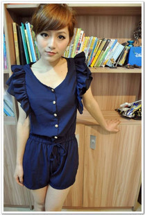 Women's 2012 AMIO cool summer sweet fashion butterfly sleeve chiffon jumpsuit female