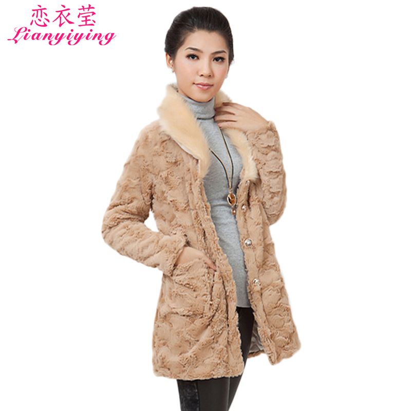 Women's 2012 autumn and winter fur collar overcoat medium-long winter trench plush outerwear