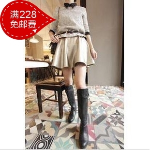 Women's 2012 autumn and winter vintage leather skirt