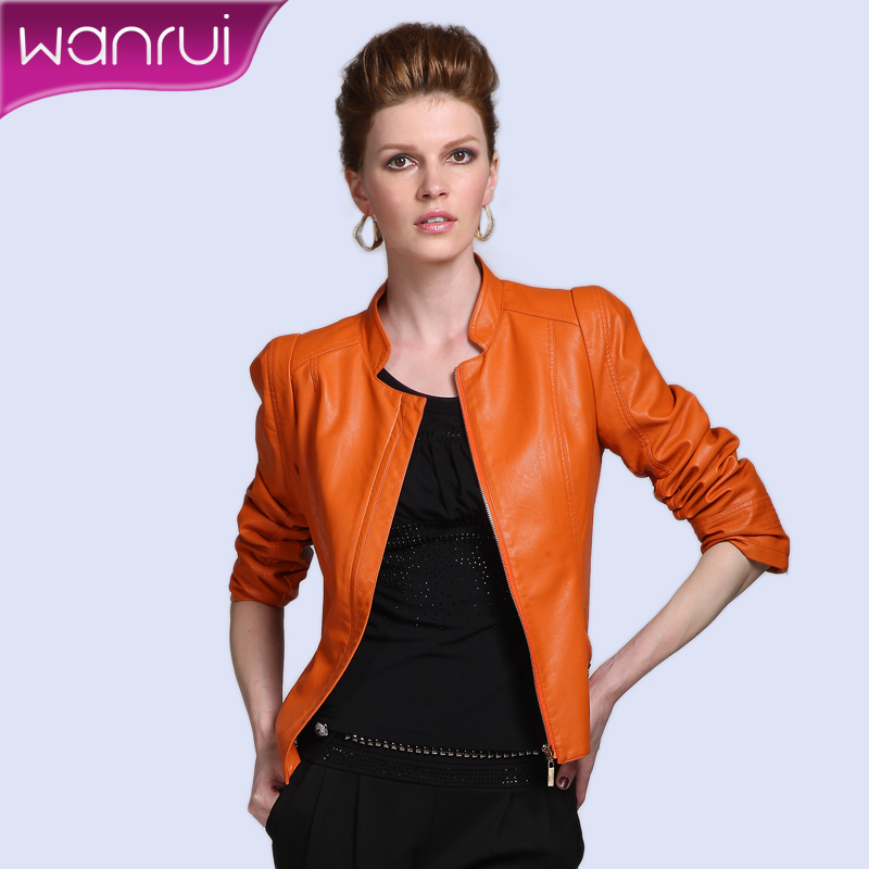 Women's 2012 autumn fashion stand collar handsome motorcycle PU clothing slim outerwear female 190