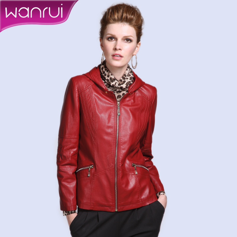 Women's 2012 autumn formal water washed leather PU zipper regular style leather clothing female short jacket 186