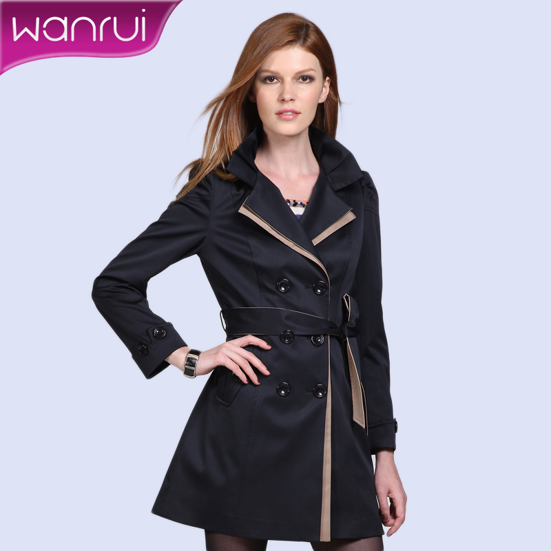Women's 2012 autumn new arrival double breasted solid color slim long design trench female plus size 352