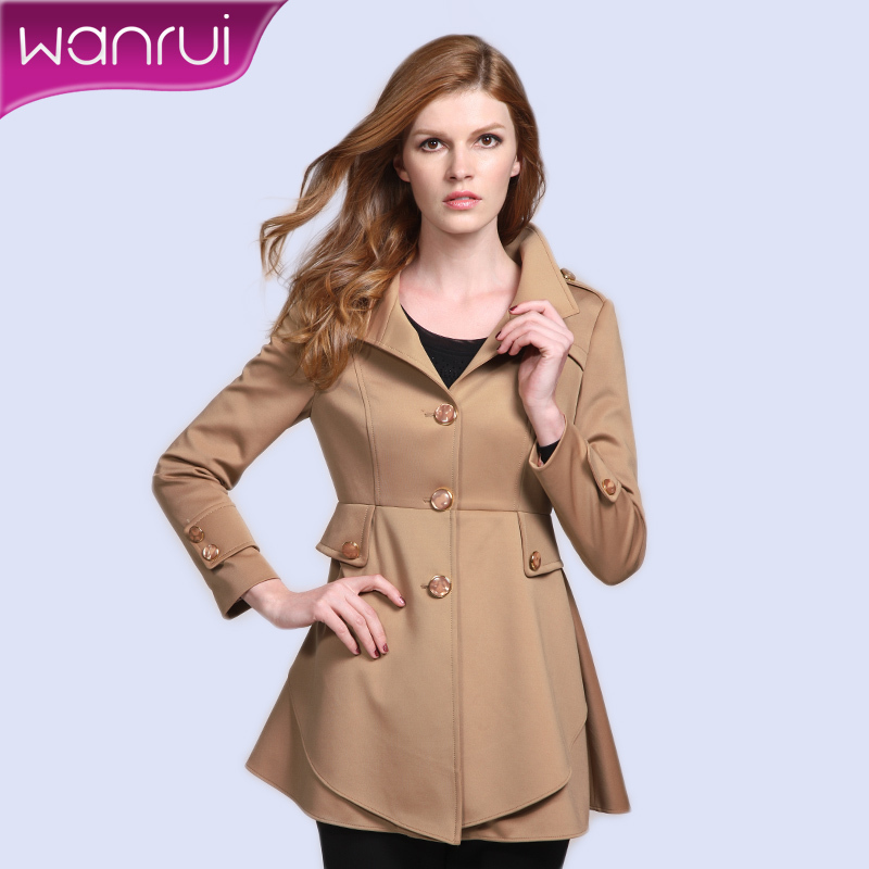 Women's 2012 autumn new arrival ol turn-down collar double breasted solid color slim trench female plus size belt 355