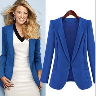 Women's 2012 Fahion Lapel Collar One Button Blazer Summer/Autumn Jacket  Blue Blazer YC-189