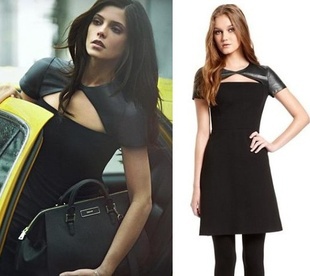 Women's 2012 Fashion PU Leather Patchwork Dress Women Sexy Dresses Autumn Skirt Winter Wear YC-2012