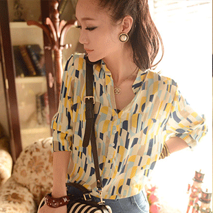 Women's 2012 new arrival autumn fashion Blouses vintage chiffon shirt top elegant long sleeve shirt cardigan