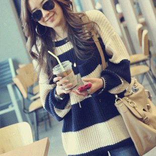 Women's 2012 new arrival autumn fashion stripe sweater plus size sweater long-sleeve outerwear school wear