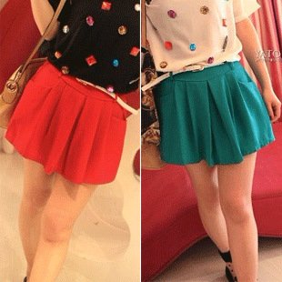 Women's 2012 new arrival summer fashion solid color pleated skirt loose short culottes bust skirt