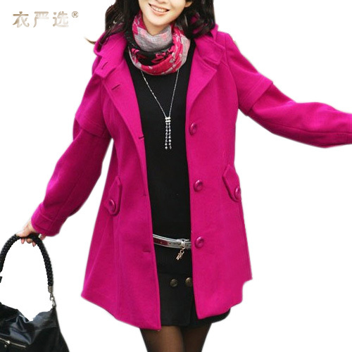 Women's 2012 outerwear wool coat 661 woolen medium-long red winter trench female