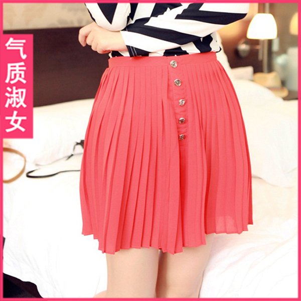 Women's 2012 summer pleated button Red basic skirt pants shorts q424 summer