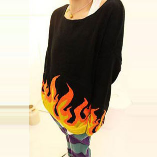 Women's 2012 winter new arrival flame pullover basic shirt slim hip loose long-sleeve basic sweater