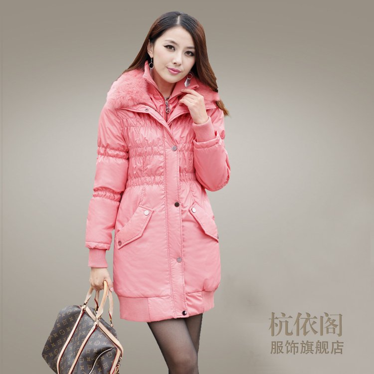 Women's 2012 winter outerwear rabbit fur thermal cotton-padded jacket thickening plus size wadded jacket