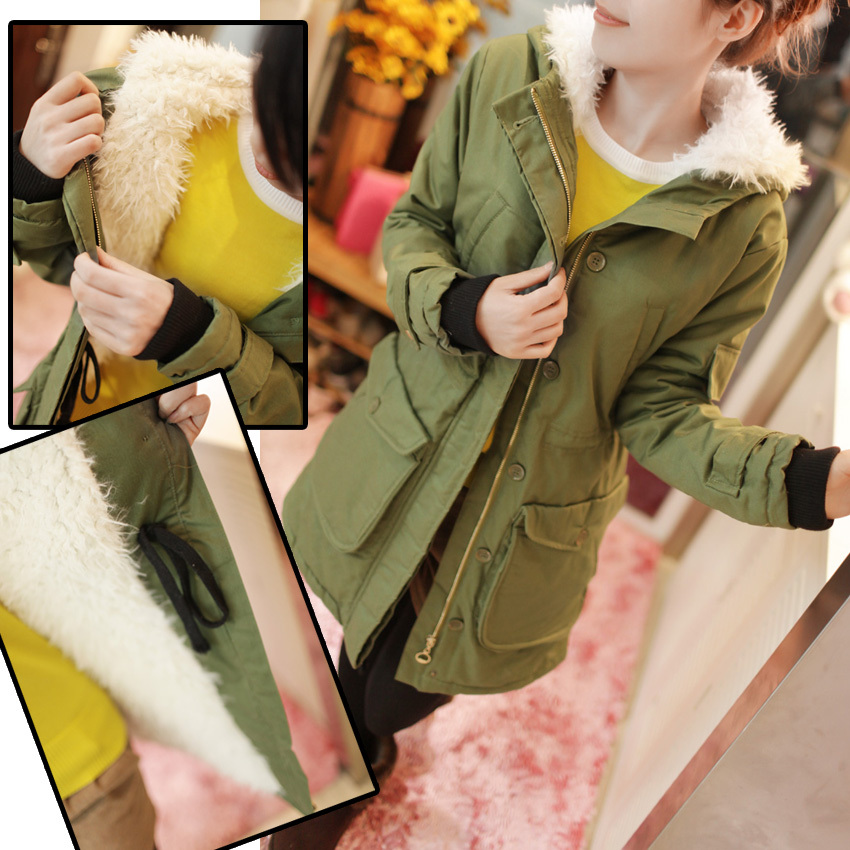 Women's 2012 winter thermal berber fleece liner cotton trench cotton-padded jacket Women 7591