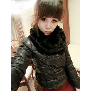 Women's 2013 fur collar outerwear knitted muffler scarf candy thermal thick wadded jacket cotton-padded jacket