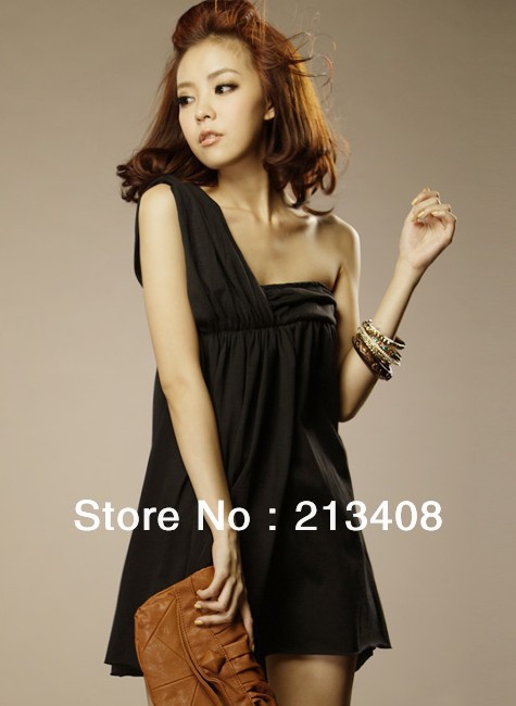Women's 2013 New Fashion Chiffon sleeveless purity Dress Polka Waist Mini Dress Evening Prom Skirt (Without Belt) Free shipping